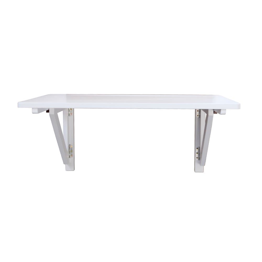 YJBE Pine Wood Wall-Mounted Drop-Leaf Table, Folding Dining/Computer/Coffee/Study Desk Assembled (White - 1005036CM)