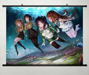 Home Decor Anime Nagi no Asukara Wall Scroll Poster Fabric Painting Key Roles 23.6 X 17.7 Inches -021