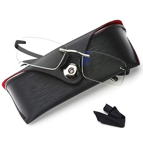 Rimless Reading Glasses for Men&Women - Blue Light Blocking Frameless Readers +3.0 Pattern Design TR90 Prescription Computer Eyeglass Comfort Readers