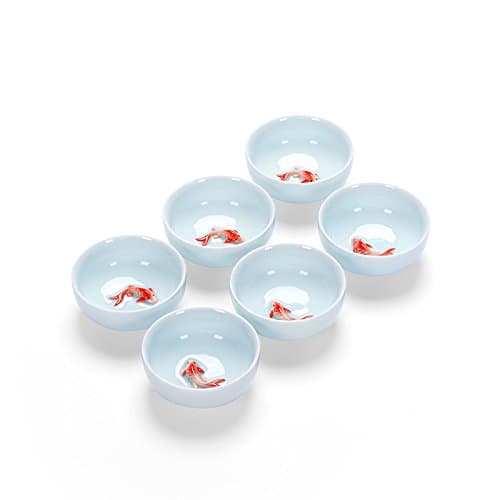 Emousport6 pcs/set Chinese Ceramic Tea Cup Ice Cracked Glaze Cup Kung Fu teaset Small Porcelain Tea Bowl Teacup Tea Accessories Drinkware (Type2)