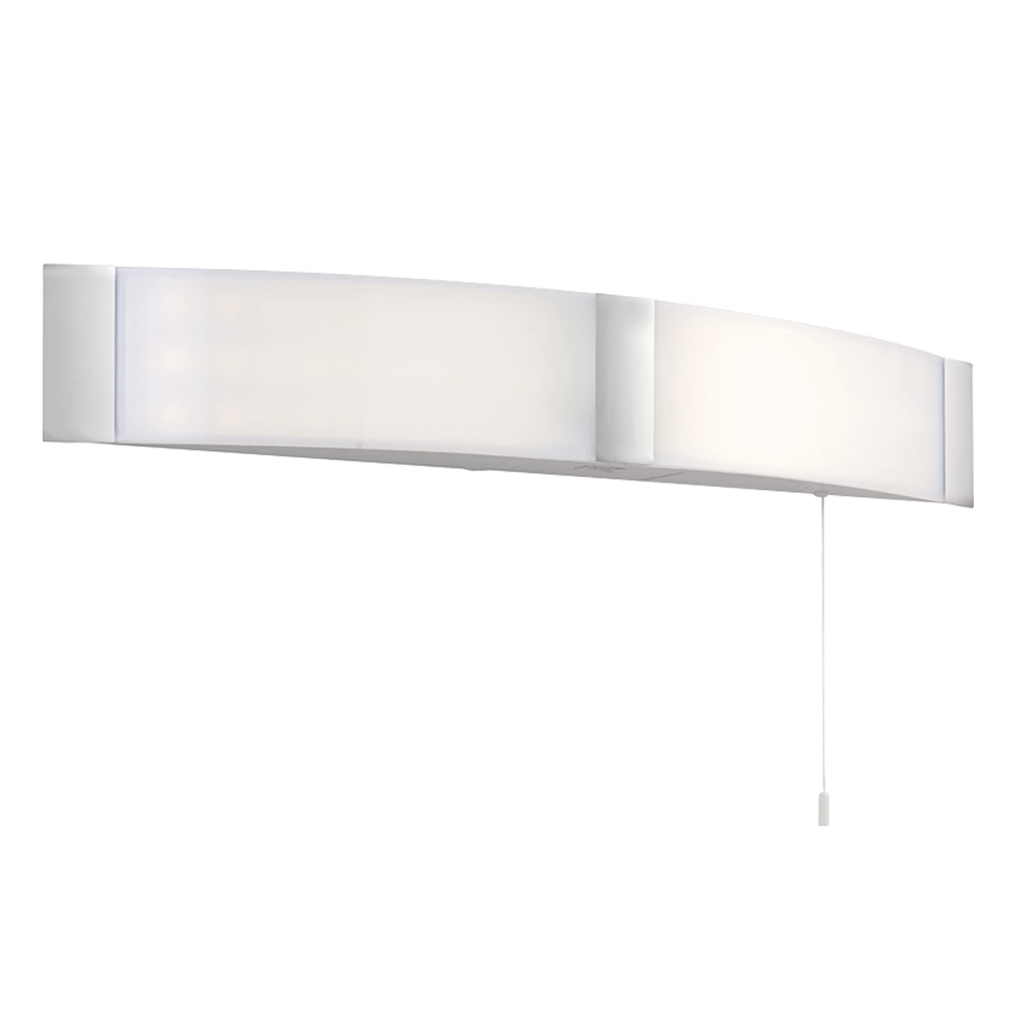 National Lighting Bathroom Wall Light - IP44 Rated LED Bathroom Shower Room Bathroom Mirror Light with Pull Cord Switch/Shaver Socket - Includes 2X 6W SMD LED - Modern Frosted Shade & Chrome Trim