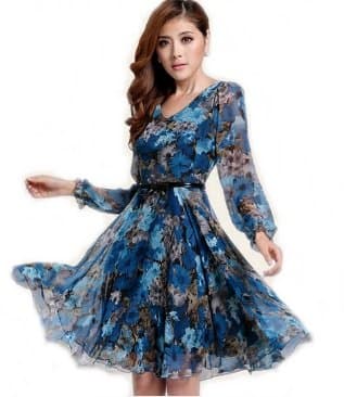 New 2014 Summer Dress Women Clothing Casual Long Maxi Women Print Chiffon Dress Sale Items Girl Print Dress (XXL, blue)