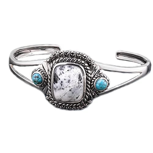 StauerWomen's Two Legends White Buffalo & Kingman Turquoise Bangle