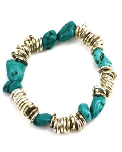 Handmade Silver-plated Turquoise Nugget Bracelet, 'Oriental Mystery'