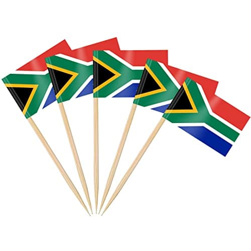 AhfuLife 100/200pcs South African Toothpick Flags, South African Cocktail Stick Flag for National Day Sandwich Food Cupcake Toppers Tableware World Cup Party Supplies Pub Royal Event Decor (100 Pcs)