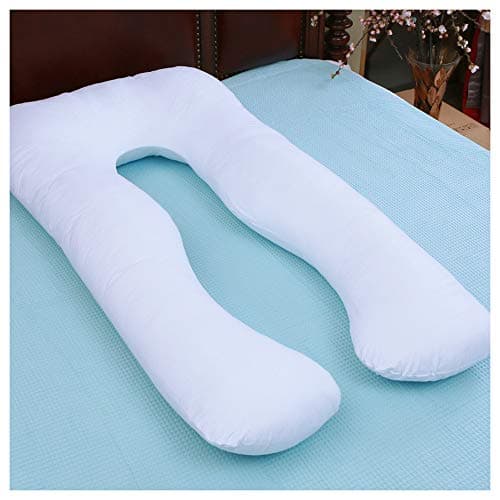 DOWNIGHT U Shaped Pregnancy/Maternity Body Pillow Pregnancy Pillow with 100% Cotton Washable Cover, White