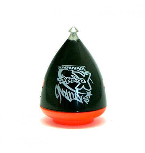 Trompos Space - Saturno Xtreme Spinning Top - Roller Tip (Black Body / Orange Lid)