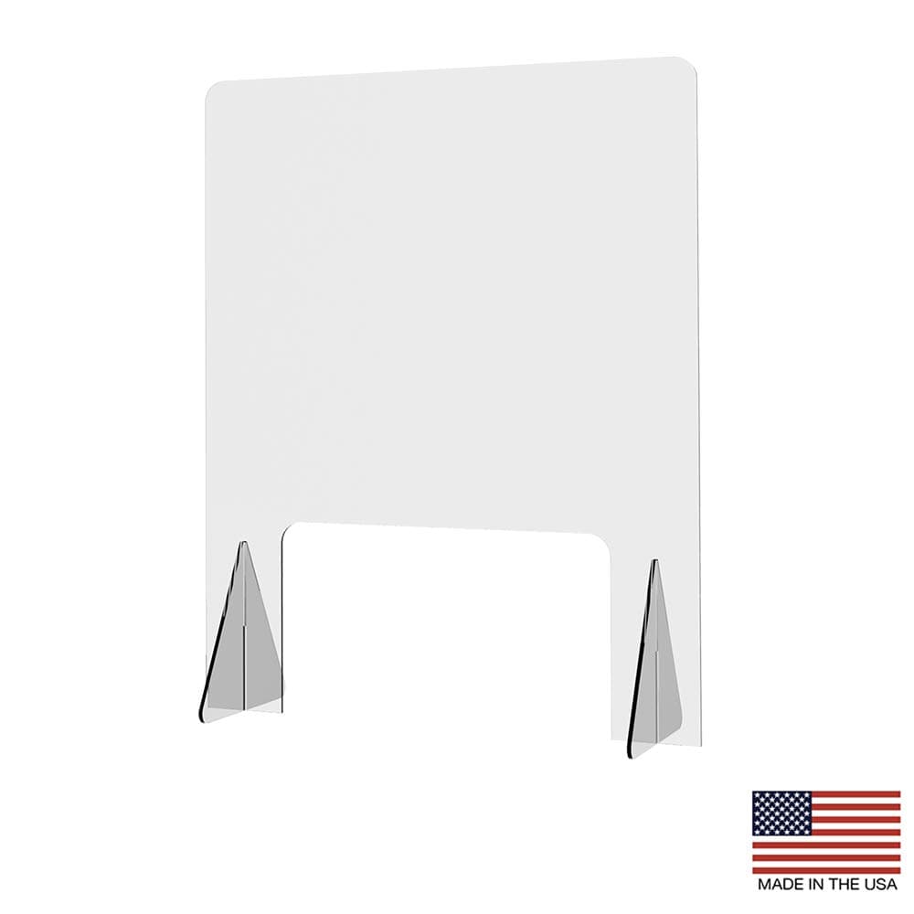 Cashier & Receptionist Sneeze Guard – 24” x 30”, Freestanding Countertop w/ 16” x 9” Window – Made in USA - Use in Retail, Offices, Food Service, Nail Salons, Health Clubs etc (1 per pkg)