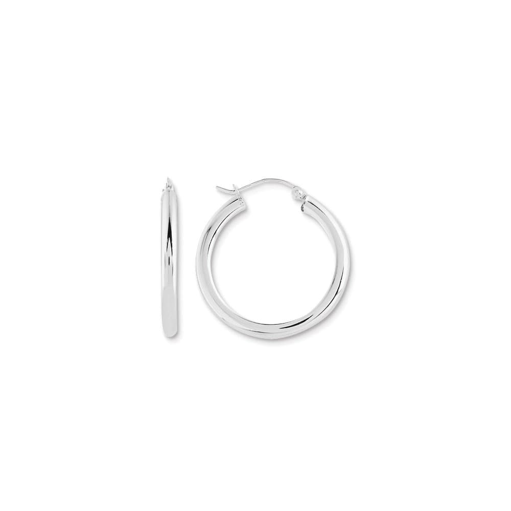 925 Sterling Silver Simple Hollow Tube Round Hoop Earrings - 27mm