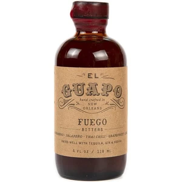 El Guapo Fuego Bitters 4 Fl Oz Bottle – Award Winning Tex-Mex Cocktail - Mixologists and Cocktail Enthusiasts - Elevate Drink Experience - Habanero & Grapefruit Essence