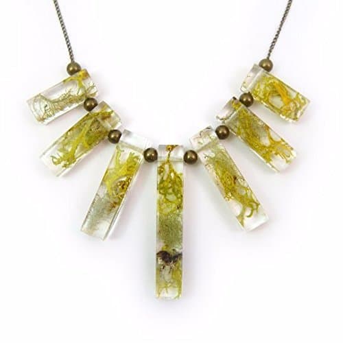 Geometric Terrarium Statement Necklace • Science Jewelry • Resin Moss Pendant • Eco Resin Specimen Jewelry • Terrarium Statement Jewelry