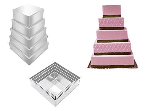 5 Tier Square Multilayer Birthday Wedding Anniversary Cake Tins