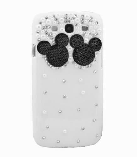 MoMo Store Luxury 3D pearl and Rhinestone Crystal Mickey mouse /Minnie Mouse protective hard case cover for Samsung Galaxy S3 SIII i9300 Black (US seller)