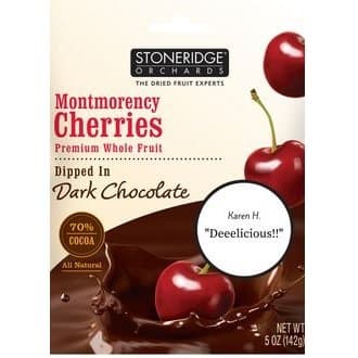 Stoneridge Orchards, Montmorency Cherries, Dipped in Dark Chocolate, 5 oz (Pack of 6)