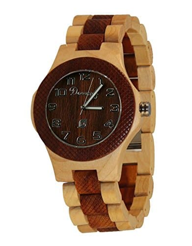 Dreamy maple with cherry color collocation, Sculptured circle design wood watch unisex