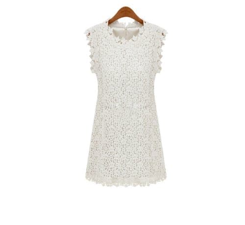 2014 European Summer Fashion Woman Lace Mesh Dress Brand Floral Embroidery Sexy White Club Party Mini for Women (XL)
