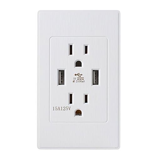 2 Power Outlet with Dual USB Ports Wall Mount Power Plate Matte Surface（2 Pack）