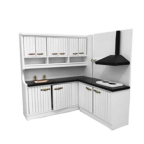 discountstore145 Doll House Accessory,Model Role Play Miniature Size Toy Exquisite Workmanship 1/12 Mini Washbasin Cabinet Cupboard Set Kitchen Accessory for Dolls House White