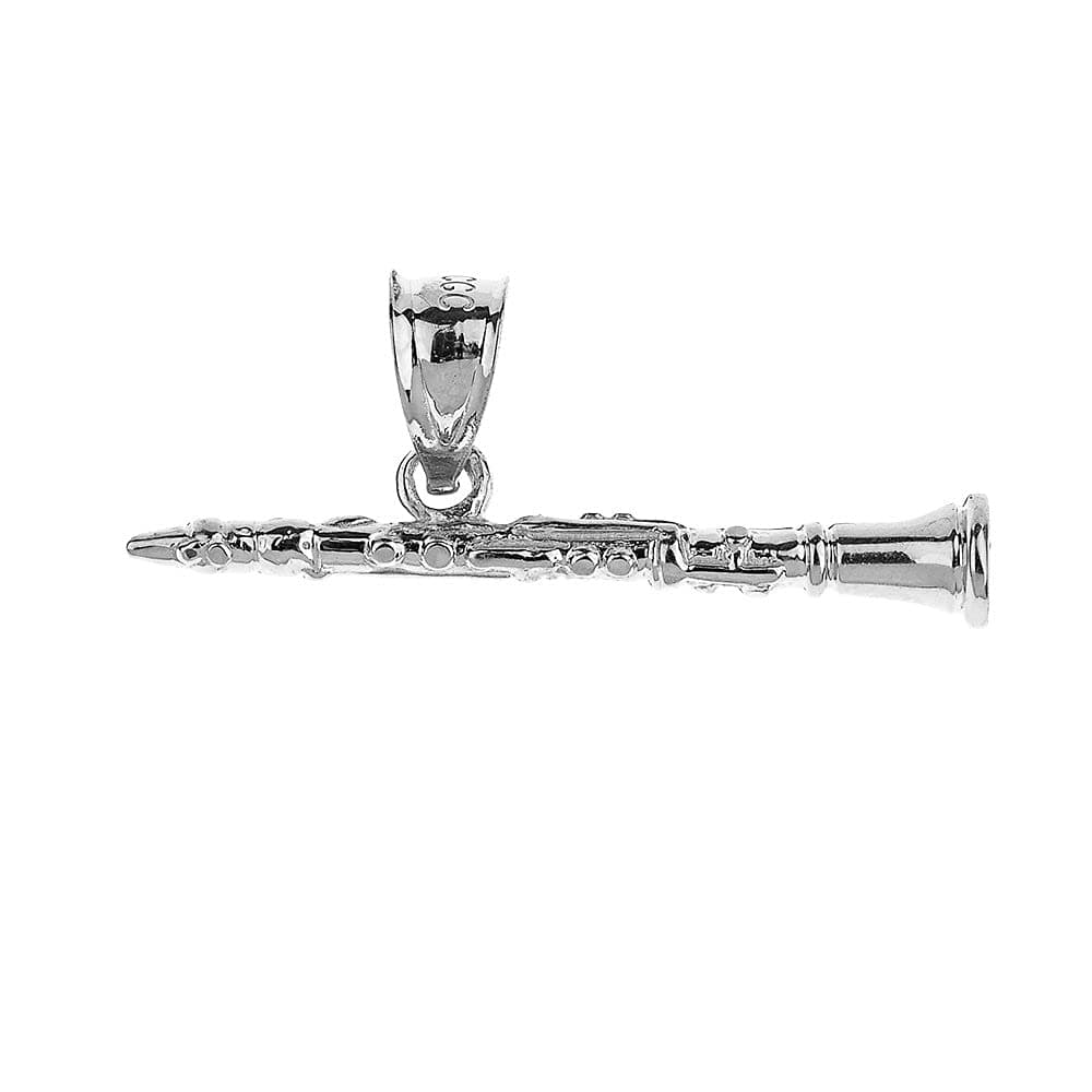.925 Sterling Silver Dangling Music Charm Woodwind Clarinet Pendant Necklace with Rolo Chain and Pendant only