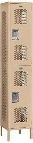 Salsbury Industries 82165TN-U Double Tier 15-Inch Wide 6-Feet High 15-Inch Deep Unassembled Extra Wide Vented Metal Locker, Tan Brown