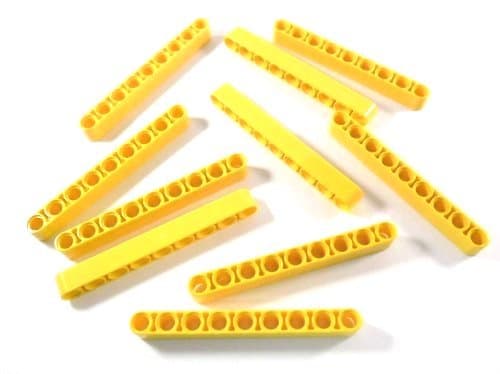 LEGO '10 Piece Technic Lift Arm 1 x 9 Nozzles in Yellow.