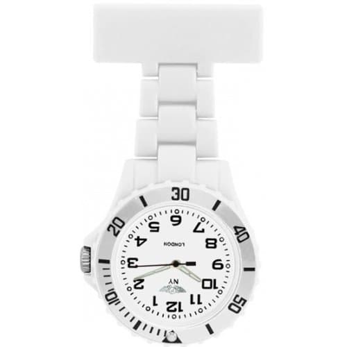 Prince London PI-2022 White Plastic Strap Pocket Watch