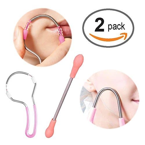 Facial Hair Remover Epilator Hair Removal Tools - Women Face Threading Beauty Stick Tool Stainless Steel - For Upper Lip Chin Cheeks Sideburns - No Waxing Tweezing Shaving Bleaching Laser 2 Pack