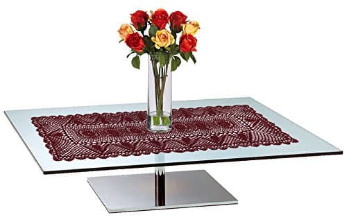 Exquisite Handmade Crochet Lace Table Runner Placement, Sized - 16 X 54 Inches, Burgundy Color