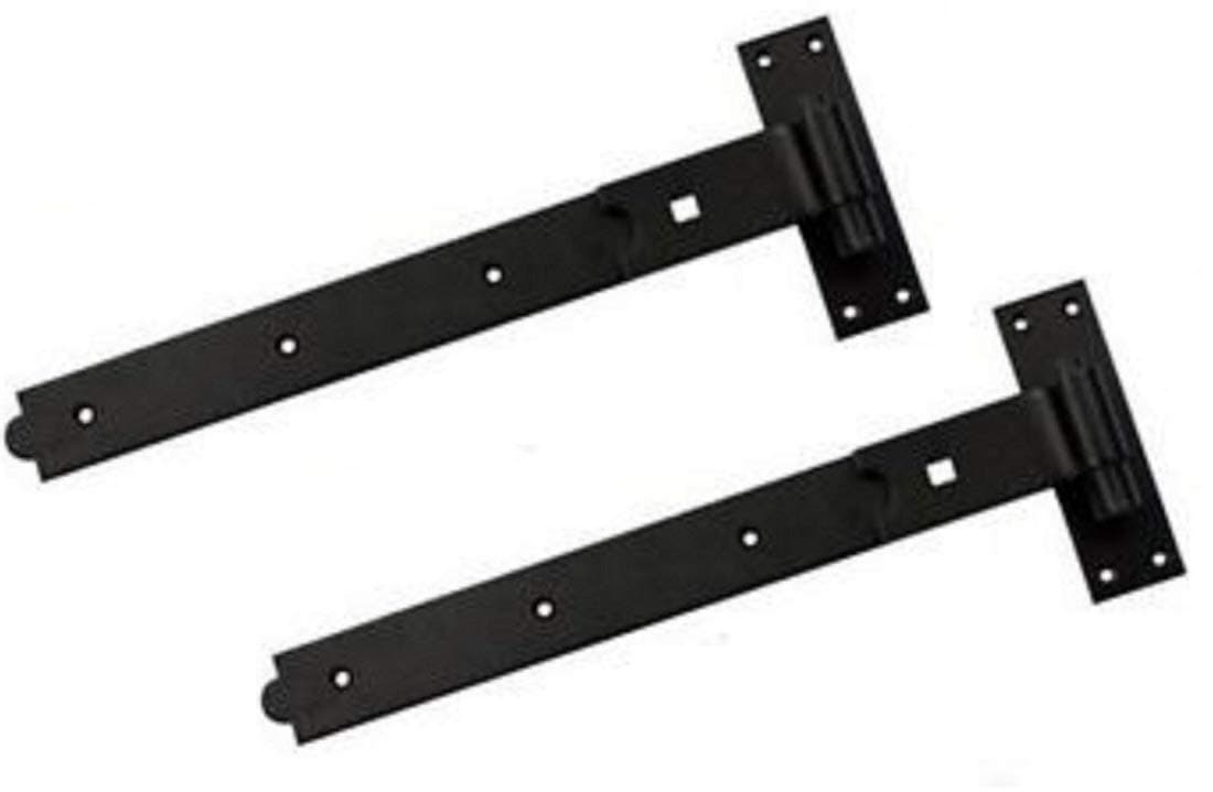 Cranked Gate Hinges - Black Heavy Duty Hook and Band Stable Farm - 400mm (16") - 1 Pair