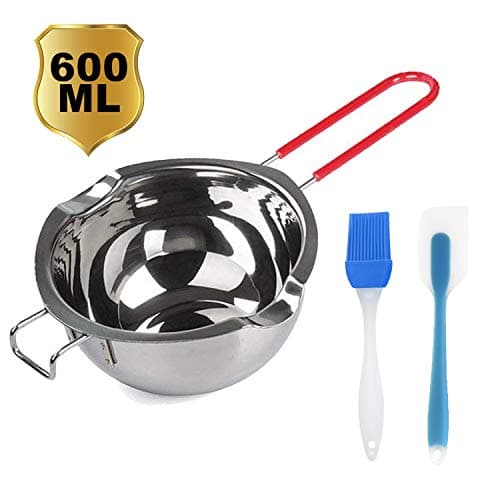 Stainless Steel Double Boiler Pot with Heat Resistant Handle for Melting Chocolate, Butter, Cheese, Caramel and Candy - 18/8 Steel Melting Pot, 2 Cup Capacity,Universal Insert (600ML)