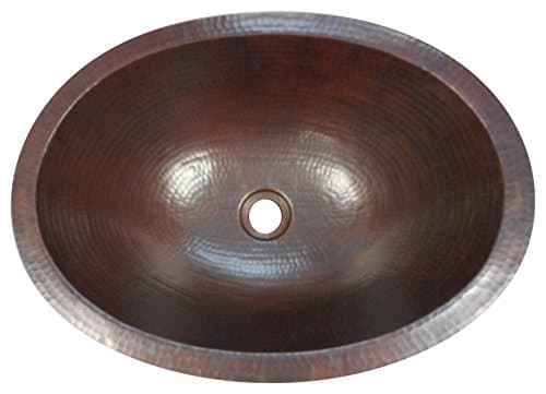 16" Rustic Oval Copper Bathroom Sink Dual Mount Installation