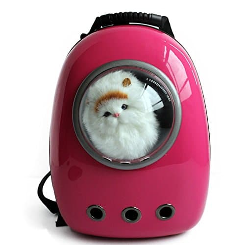 VVVSO Portable Cat Small Dog Travel Carrier Space Capsule Bubble Design Airline Approved Pet Traveler Bubble Backpack (Magenta)