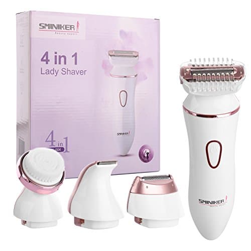Sminiker Professional 4 in 1 Waterproof Women Electric Razor Set 3-Blade Cordless Precise Bikini Trimmer Rechargeable Electric Shaver for Women Arm Underarm Bikini Line Legs