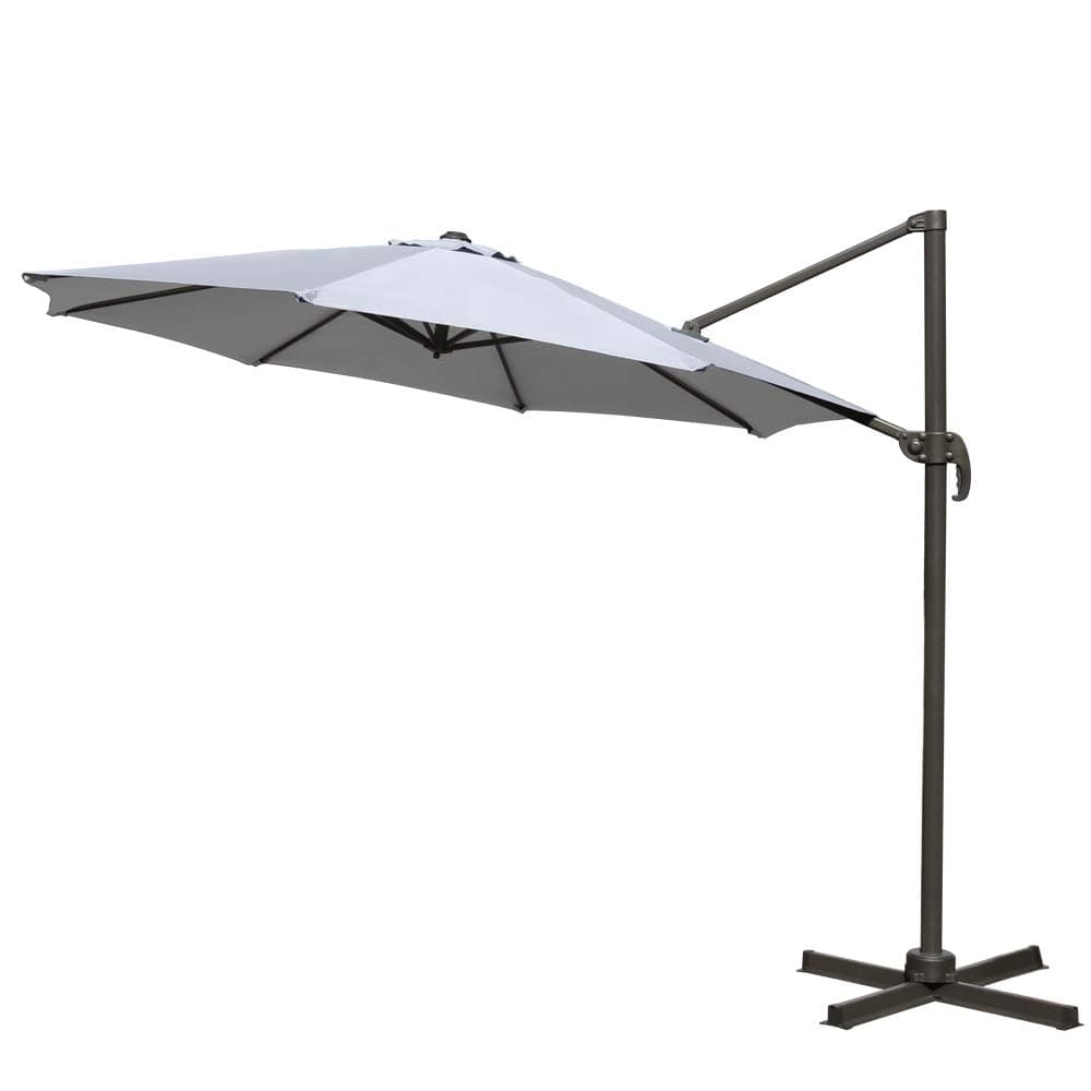 Green Bay Outdoor 3M Grey Roma Cantilever Parasol with Tilt & Rotation Function, Garden Patio Parasol Hanging Umbrella
