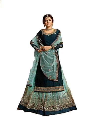 Delisa Indian/Pakistani Ethnic wear Georgette Straight Salwar Kameez for womens (Blue, SMALL-38)