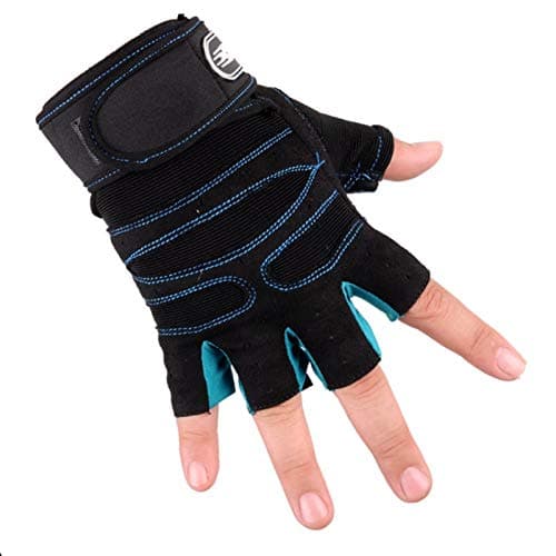 LAFILLETTE Shockproof Anti-Slip Outdoor Professional Road Bike Bicycle Half Finger Cycling Gloves for Men Sport Gloves (Blue, Microfiber)