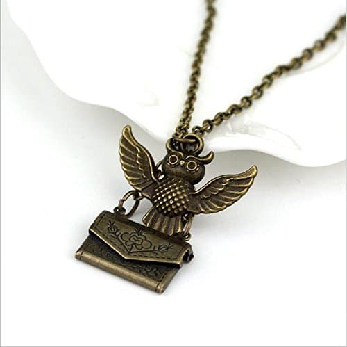 hedwig necklace - owl post necklace - hedwig and owl post necklace - Deathly Hallows gift - Deathly Hallows necklace - owl necklace - Deathly Hallows