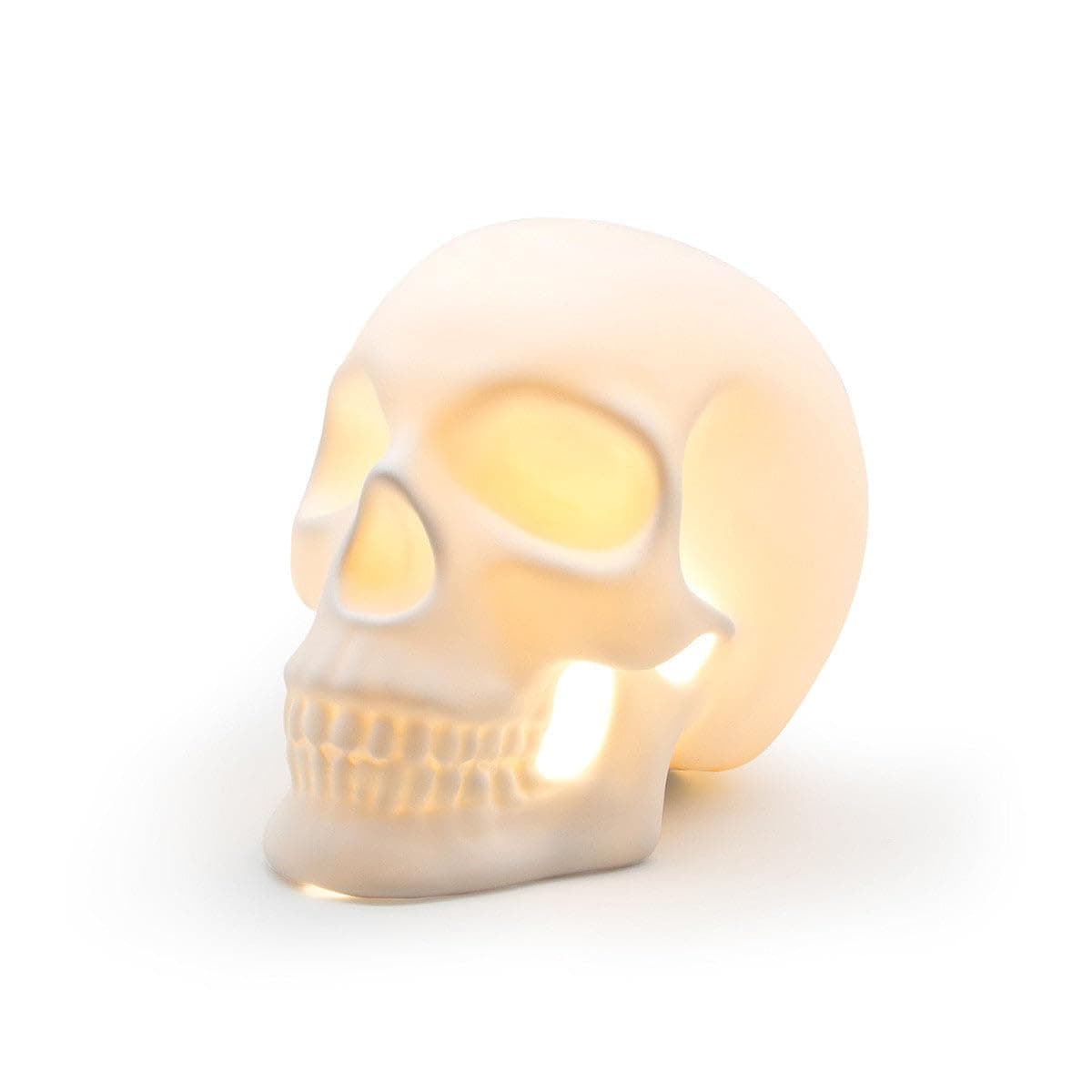 Suck UK Skull Lamp for Living Room Bedroom Ceramic Table Lamp | Nightstand | Decorative Deco | Ceramic Skull Light | Gothic Home Decor | Lifesize Skeleton Head USB LED