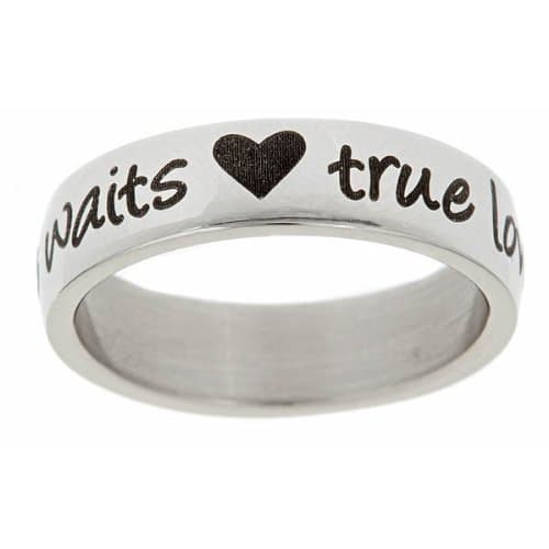 True Love Waits and Hearts Stainless Steel Purity Ring