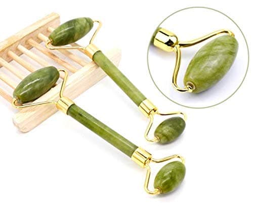Bliss Times Stone Facial Roller - Natural Jade Stone Facial Roller Manual Massage with Gua Sha Tool for Face Eye Neck Foot Massage For Men and Women, Skin care And Anti-Aging Therapy