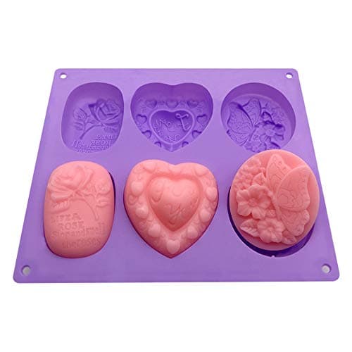 Helpcook Silicone Soap Molds,6-Cavity Silicone Molds for Chocolate Jelly Candy Making,Ice Cube Trays Soap Making Mold(Purple)