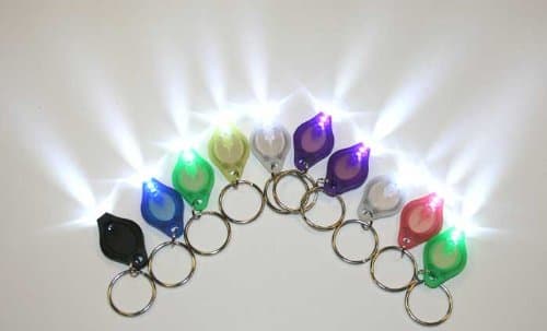 LED Keyring Flashlights - Pack of 10 (Assorted Colours)