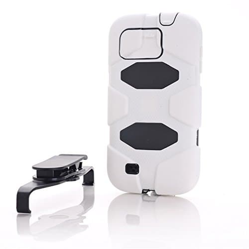 Zahren Technologies White Sport Outdoor Military Heavy Duty Survivor Case Belt Clip For Samsung Galaxy S4 i9500 + Screen Protector