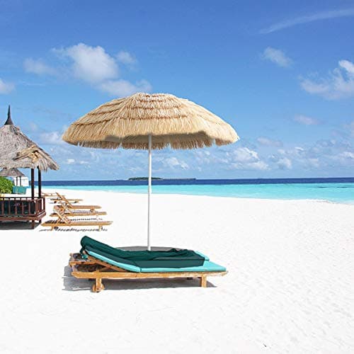 Coismo 7ft Hula Thatched Tiki Umbrella Patio Hawaiian Style Beach Umbrella, Natural Color