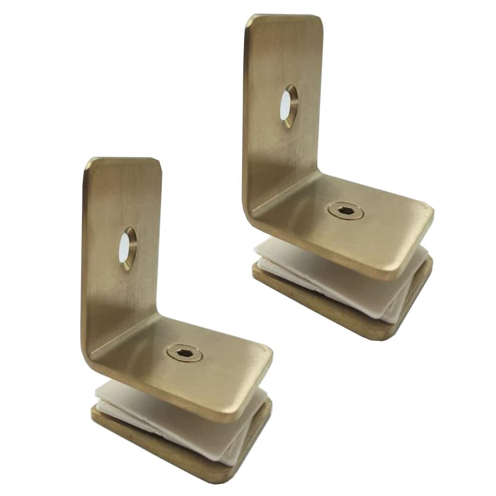 WANLIAN Shower Glass Clip, Panel Wall Clip Shower Glass Bracket (for 6~10mm Glass, Gold, 2 Pieces) (90 Degree Single Side)