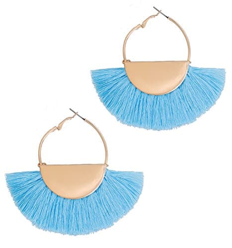 VK Accessories Semicircle Fan Shape Tassel Earrings Hoop Dangle Ear Drop Soriee for Women