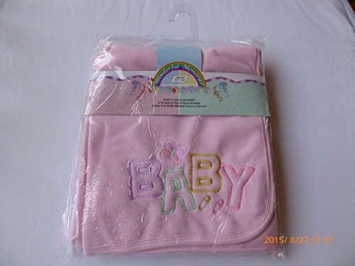 Fleece Baby Blanket with Embroyiered Animal (Pink with Butterfly)