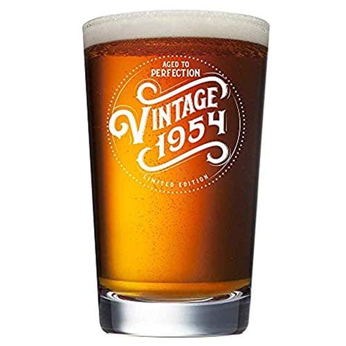 67th Birthday Gifts for Men Women - 1954 Vintage 16 oz Beer Pint Glass - 67 Year Old Gifts for Beer Lovers - Craft Beer Gifts for Men Women - Drinkers Gifts - Gag Funny Humorous Unique Personalized
