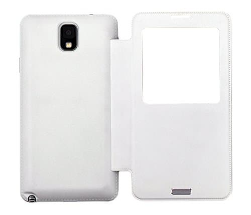 Keva Samsung Note III, External Power Case with Battery 2900mah and Leather Cover and Window S-view (WHITE)