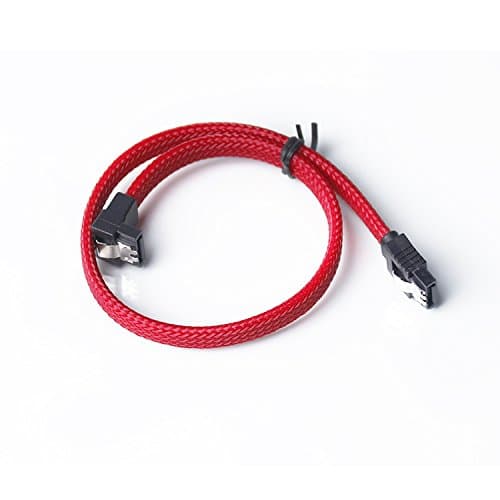 Sleeved 50cm (19.5 inch) SATA 3.0 Cable (Red) 90 Connector